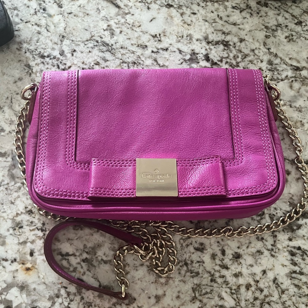 Kate Spade Fuchsia Leather Crossbody Bag